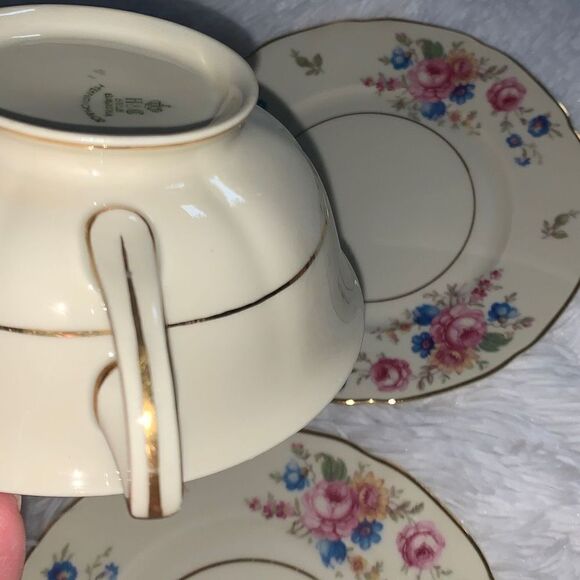 Vintage 1930’s Selb Bavaria Heinrich & Co Set of 4 Double Handles Soup Bowls - Picture 11 of 16